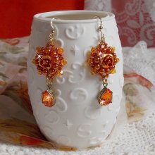BO Lady in Orange embroidered with Swarovski Tangerine crystals, seed beads and bohemian glass beads